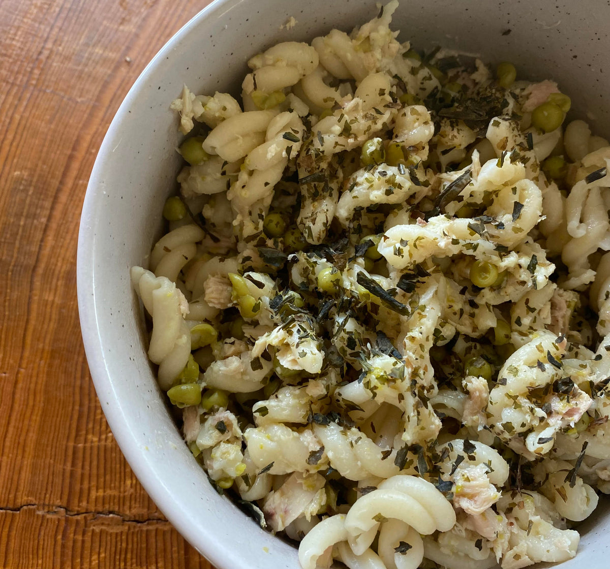 kelp, tuna, sweet pea pasta recipe Organic Maine Seaweed Recipes