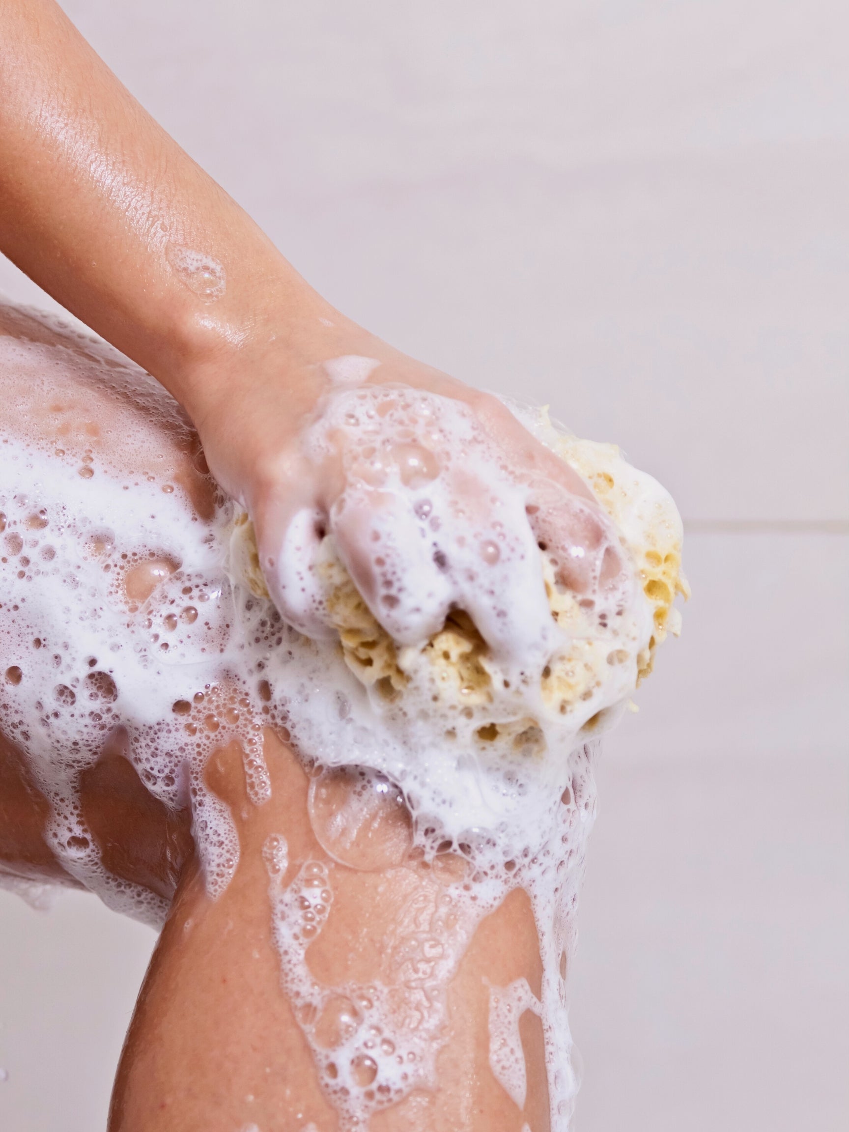 Showering with a Natural Bathing Sea Sponge from the Ocean, 100% Biodegradeable and eco-friendly