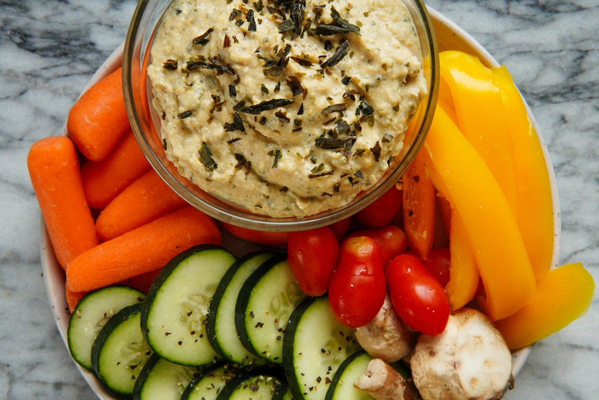 garlic & kelp hummus recipe Nautical Farms Maine Seaweed